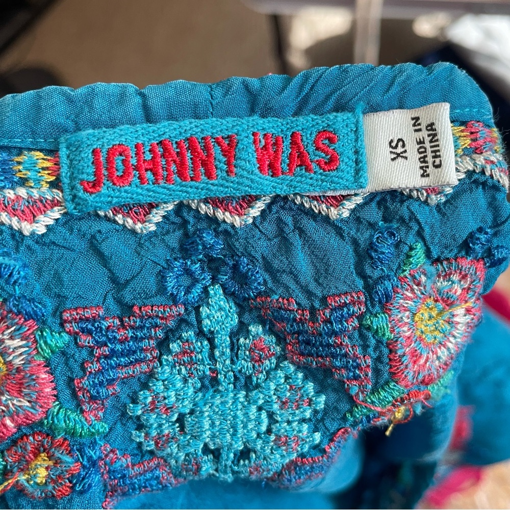 Johnny Was Cupra Rayon Embroidered Boho Blouse 3/4 sleeve Top XS - Picture 11 of 11